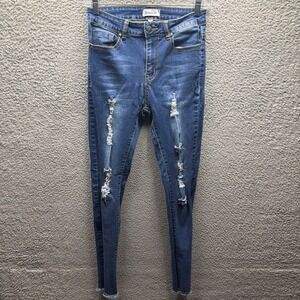 Between Us Jeans Women's Size 9 Blue Super Stretch Distressed Jeans Women's 9
